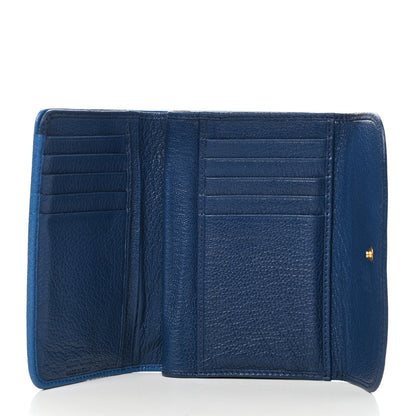 Miu Miu Goatskin Madras Compact Flap Wallet Cobalto Marea 5 of 8