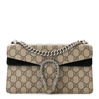 Gucci GG Supreme Monogram Suede Crystal Small Dionysus Shoulder Bag Beige Ebony Black 1 of 13