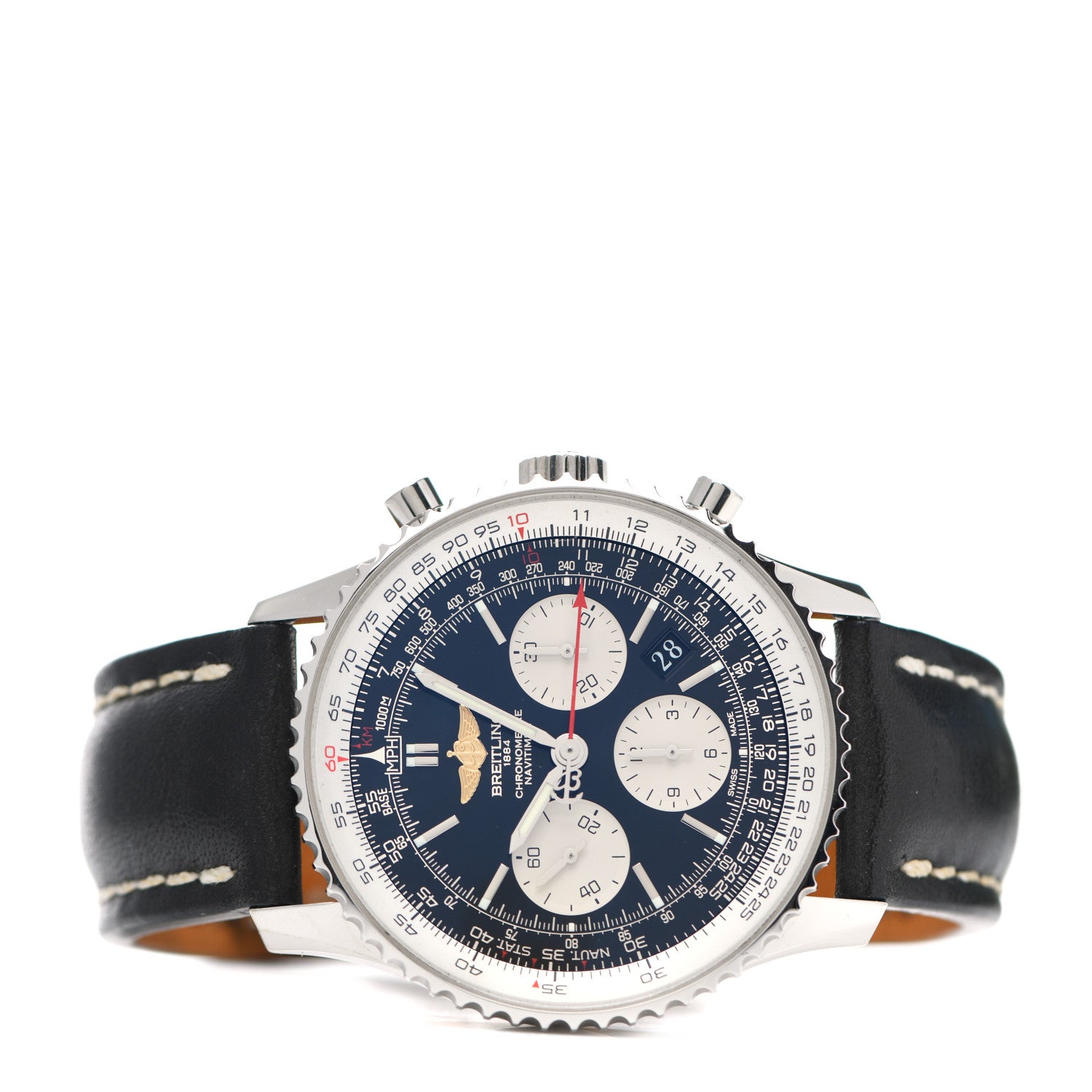 Breitling Stainless Steel Calfskin 43mm Navitimer Chronograph Automatic Watch Blue AB0120 2 of 4