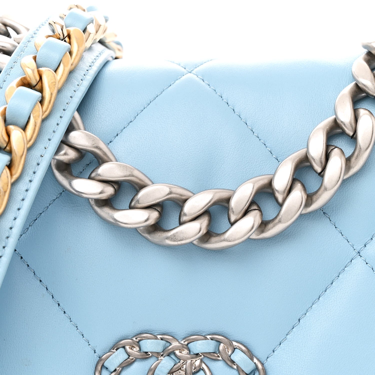 Chanel Lambskin Quilted Medium Chanel 19 Flap Light Blue 8 of 11