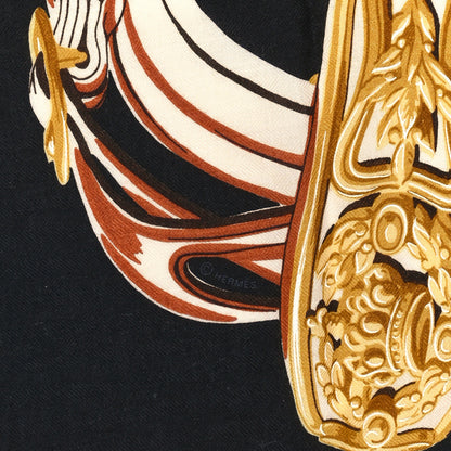 Hermes Silk Cashmere Brides De Gala Applique Pique Shawl 140 Rouge Black Bleu Ciel 3 of 3