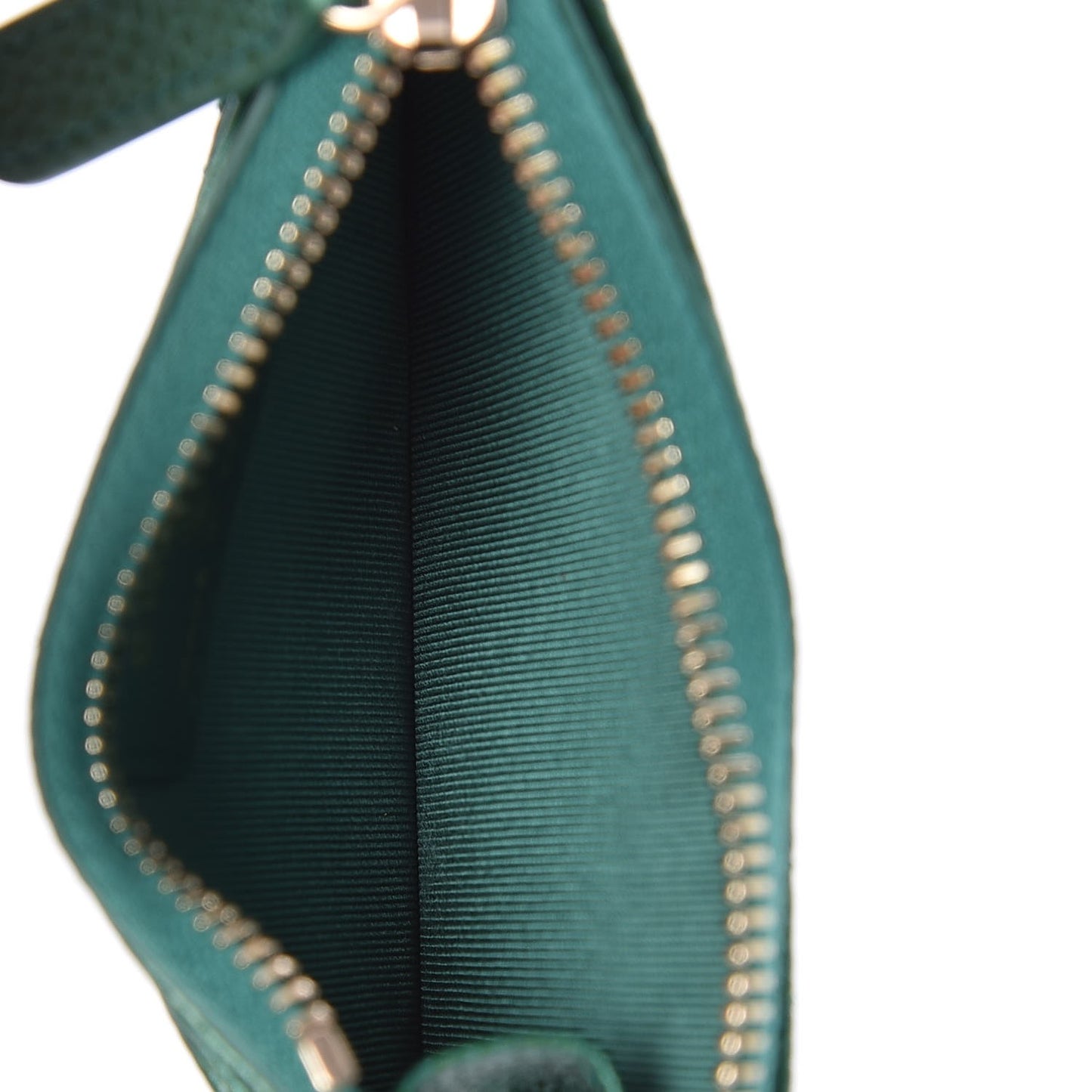 Metallic Caviar Quilted CC Zip Card Holder Green