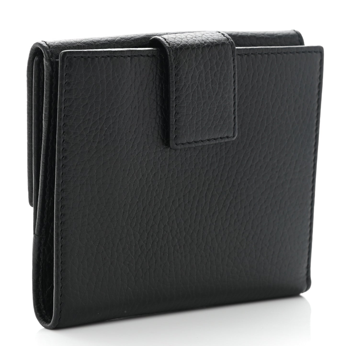 Dollar Calfskin Double G French Flap Wallet Black