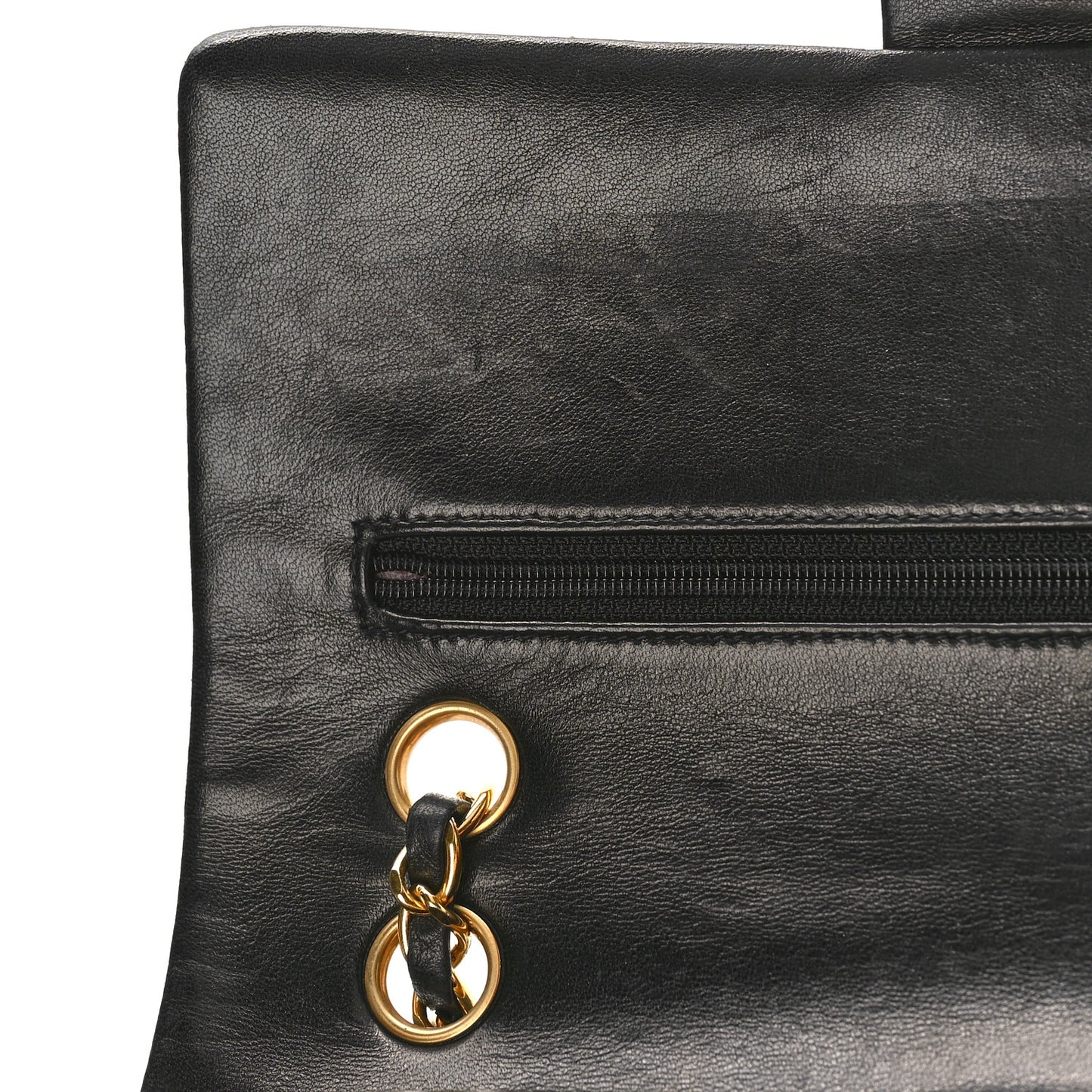 Lambskin Quilted Medium Double Flap Black