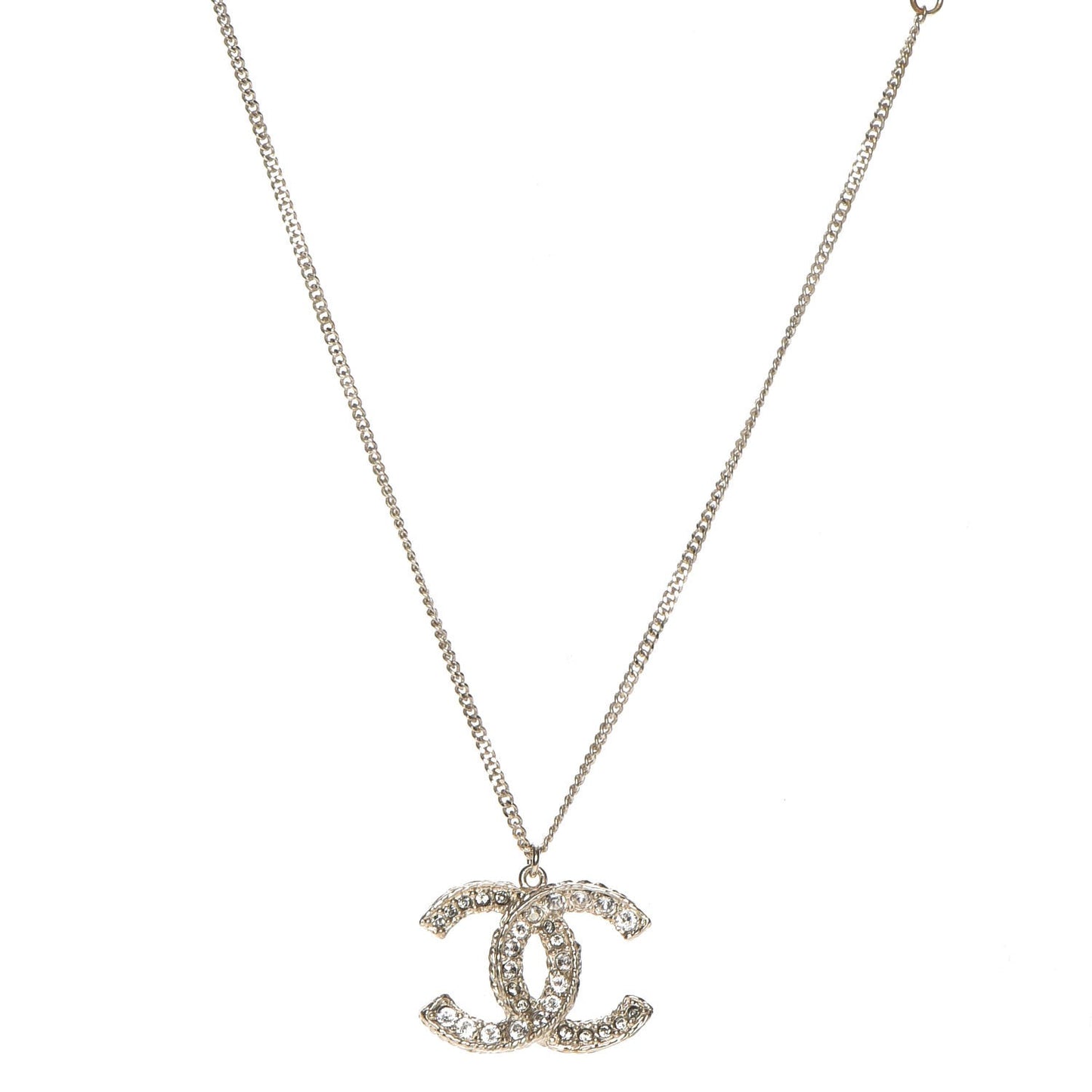 Baguette Crystal CC Necklace Light Gold