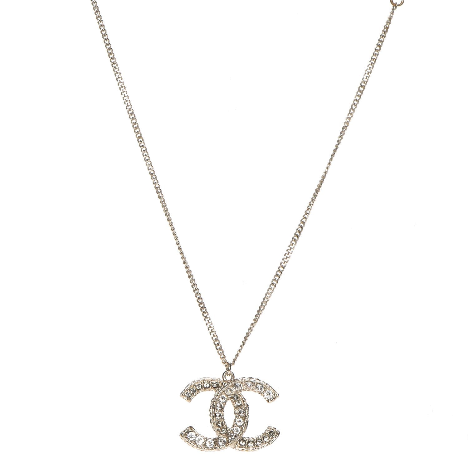 Chanel Baguette Crystal CC Necklace Light Gold 1 of 6