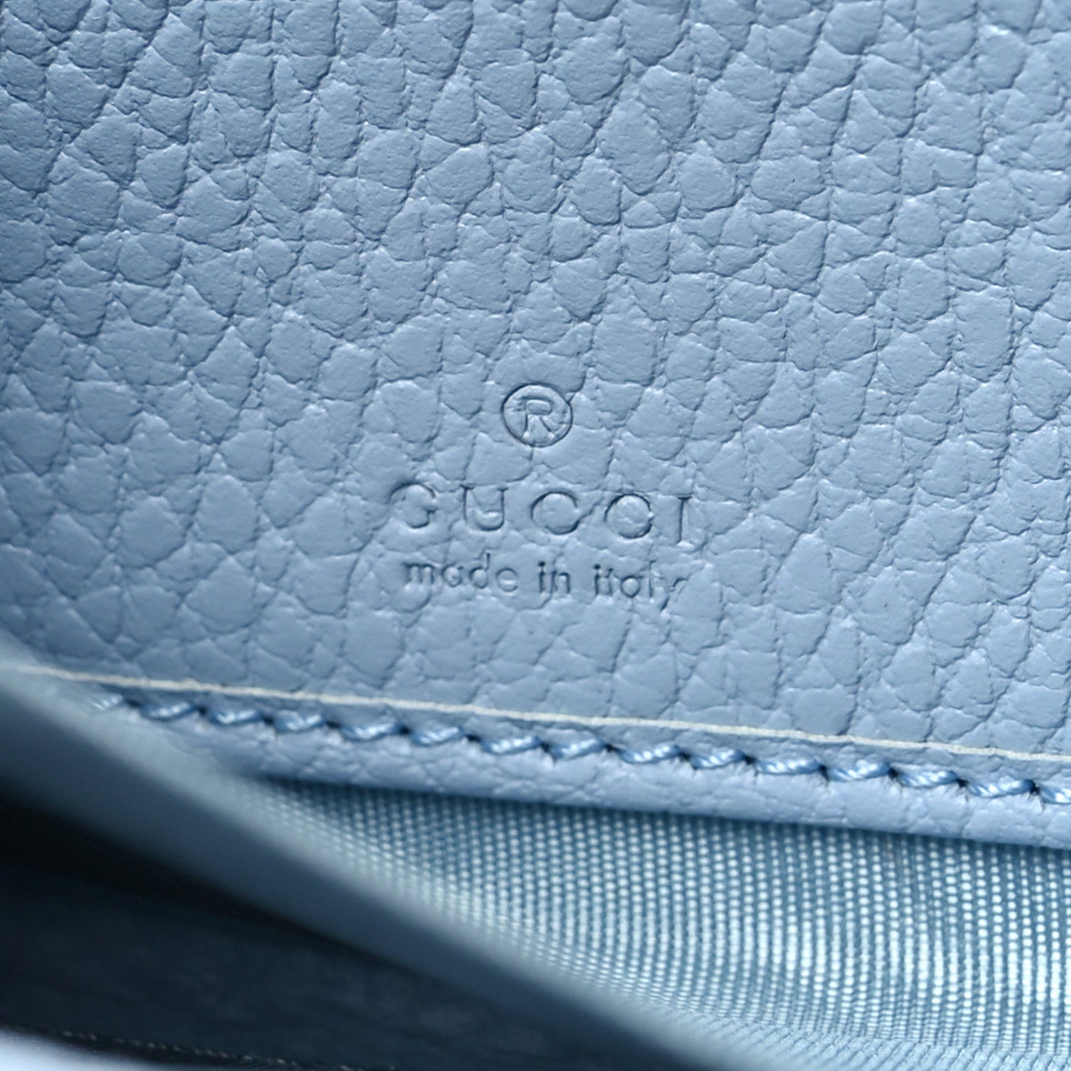 Gucci Dollar Calfskin GG Supreme Monogram GG Marmont Zip Around Wallet Mineral Blue Beige Ebony 6 of 8