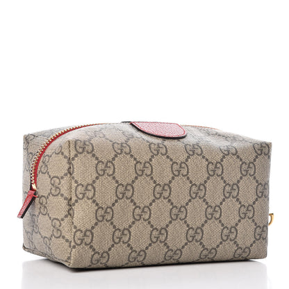 Gucci Soft GG Supreme Monogram Calfskin Medium Ophidia Cosmetic Case Beige Ebony Hibiscus Red 3 of 8