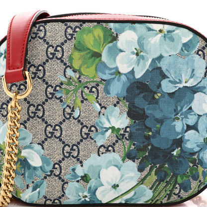 Gucci GG Supreme Monogram Blooms Mini Chain Shoulder Bag Beige Blue Navy Hibiscus Red 8 of 10