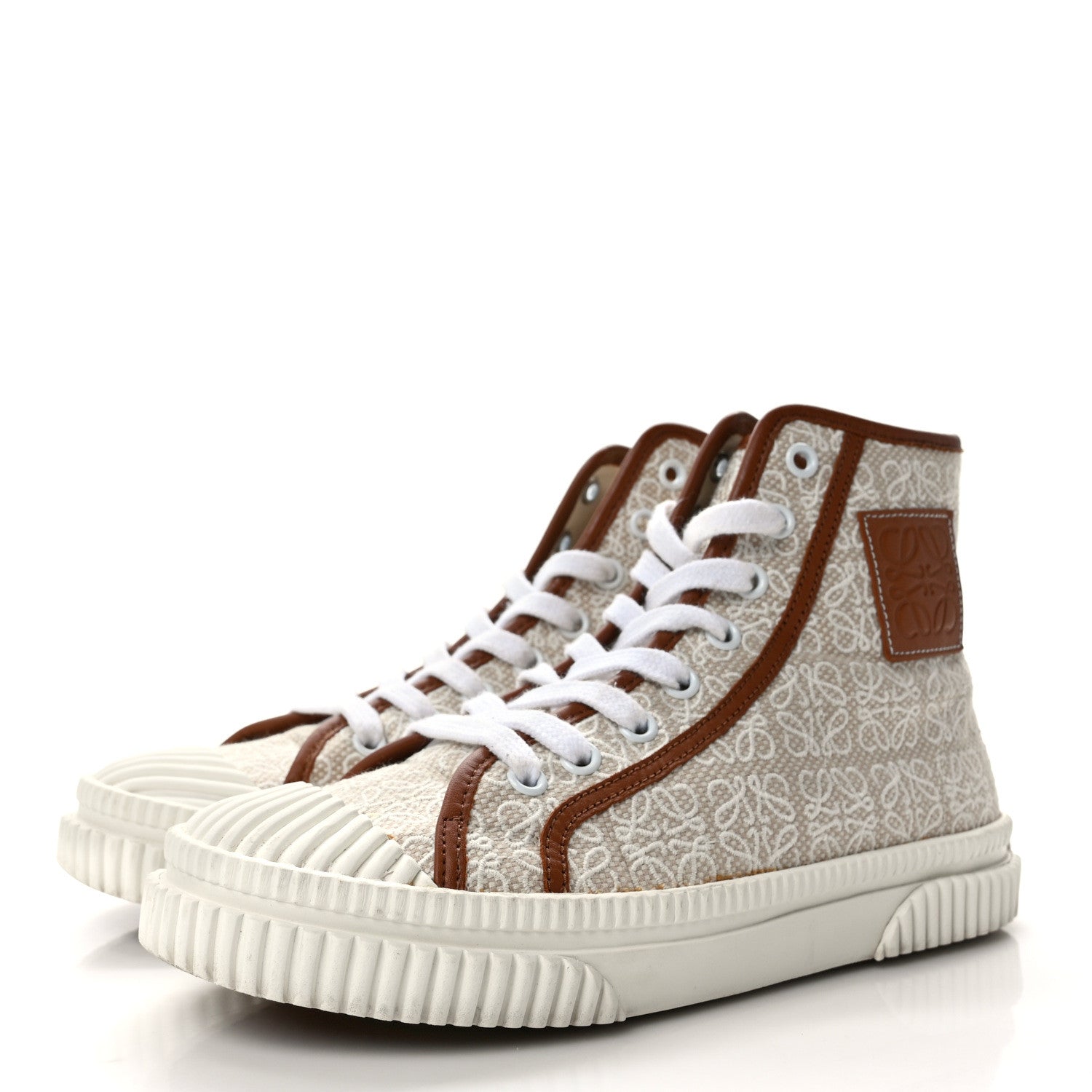Loewe Jacquard Anagram Calfskin High Top Sneakers 35 Natural White 3 of 9