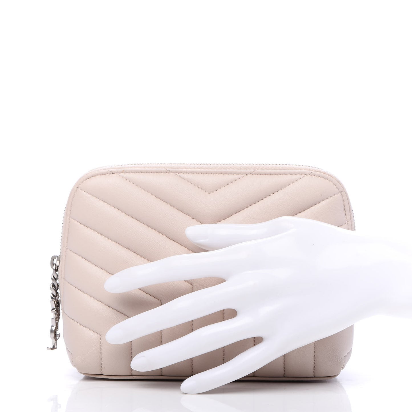 Lambskin Matelasse Cosmetic Case Ivory