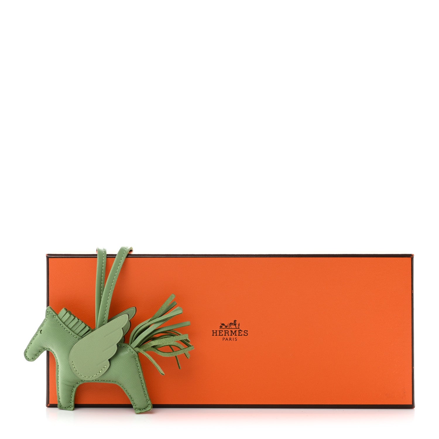 Hermes Milo Lambskin Grigri Rodeo Pegase Horse Bag Charm PM Vert Criquet 6 of 6