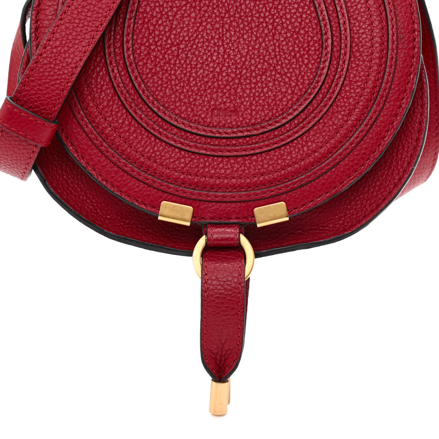 Calfskin Mini Marcie Round Crossbody Bag Red