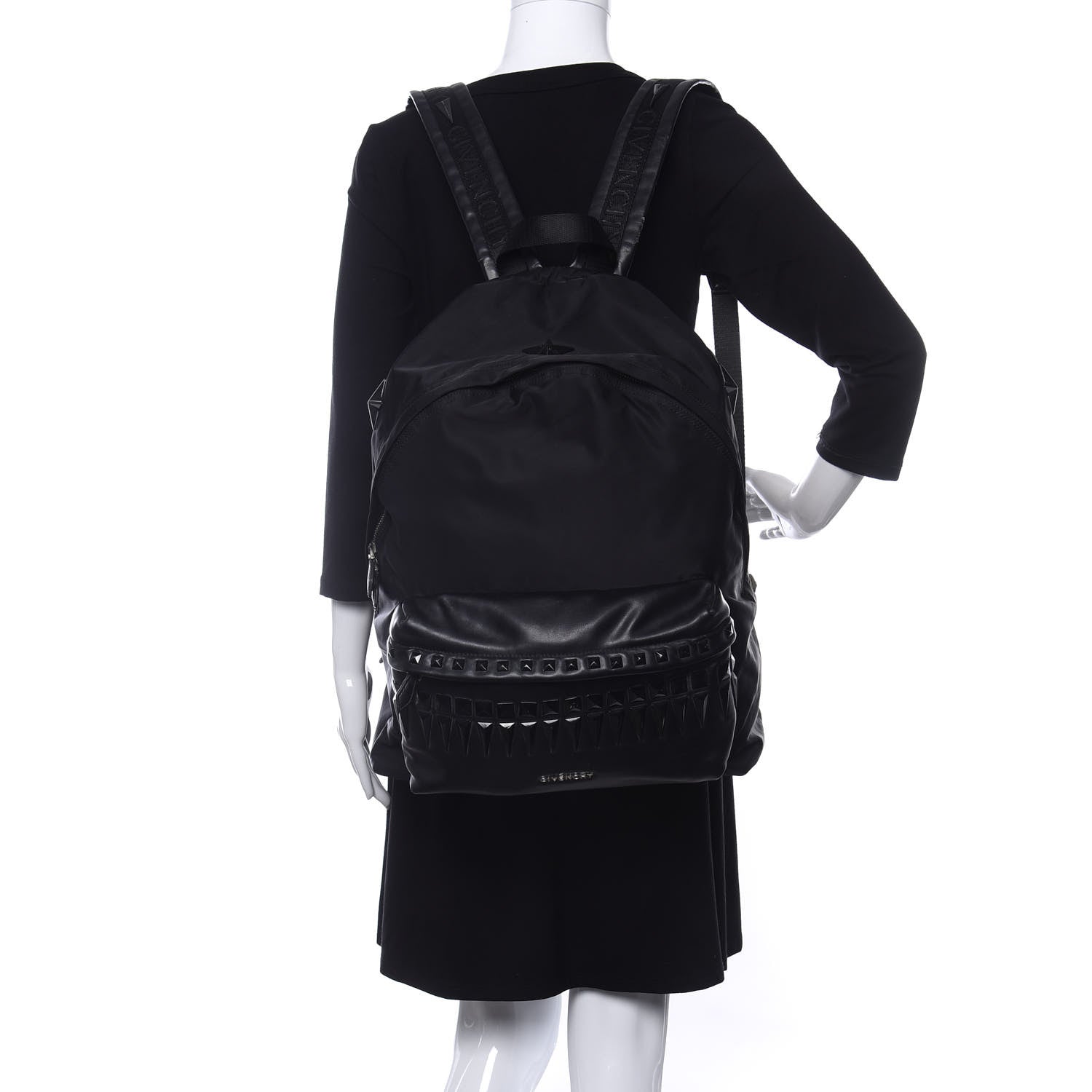 Givenchy Nylon Calfskin Studded Backpack Black 2 of 10