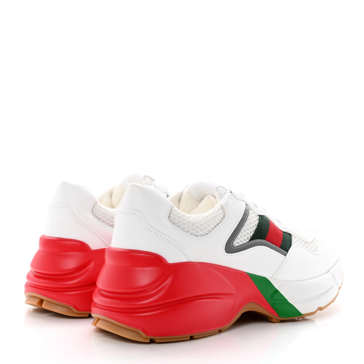 Gucci Lavaredo Eco Fabric Mesh Web Womens Rhyton Reflective Sneakers 36.5 Great White Green Red Silver 4 of 9