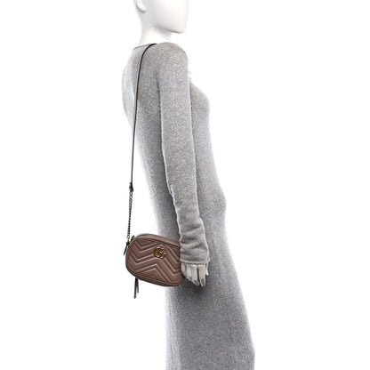 Gucci Calfskin Matelasse Mini GG Marmont Chain Shoulder Bag Nude 2 of 10