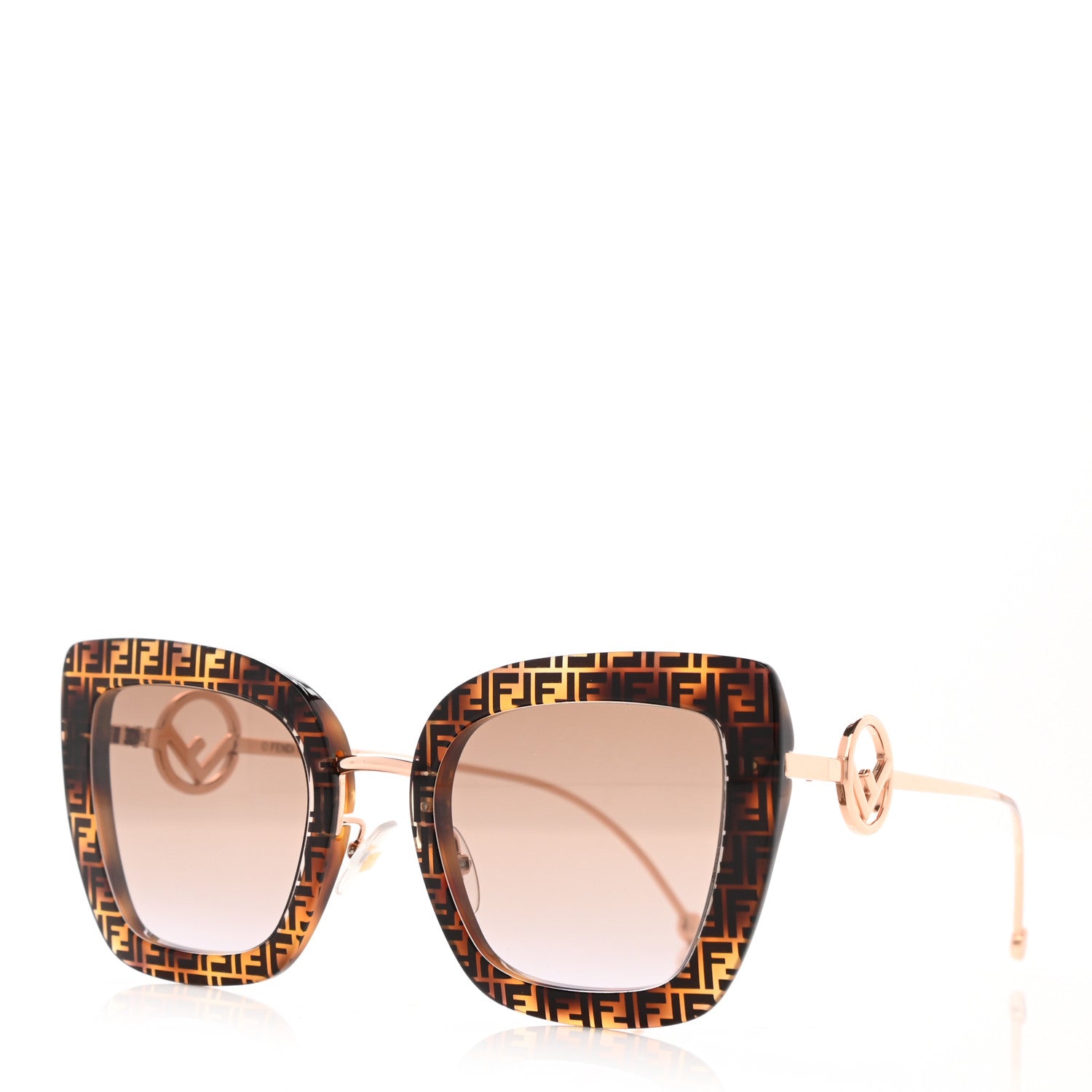 Fendi Acetate Metal F is Fendi FF Square Cat Eye Sunglasses FF 0408/S Havana 1 of 7