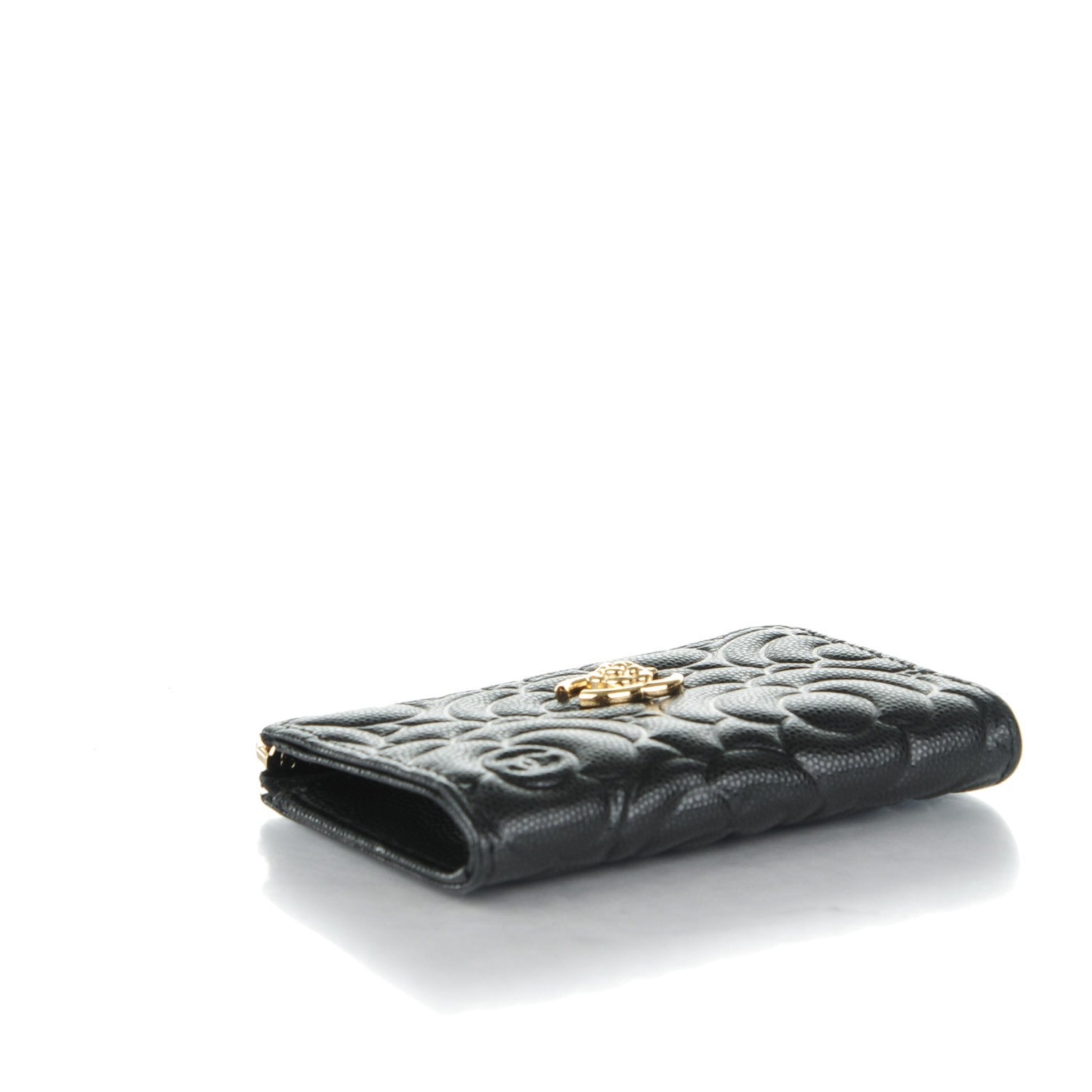 Chanel Caviar Camellia Embossed Key Holder Case Black 4 of 7