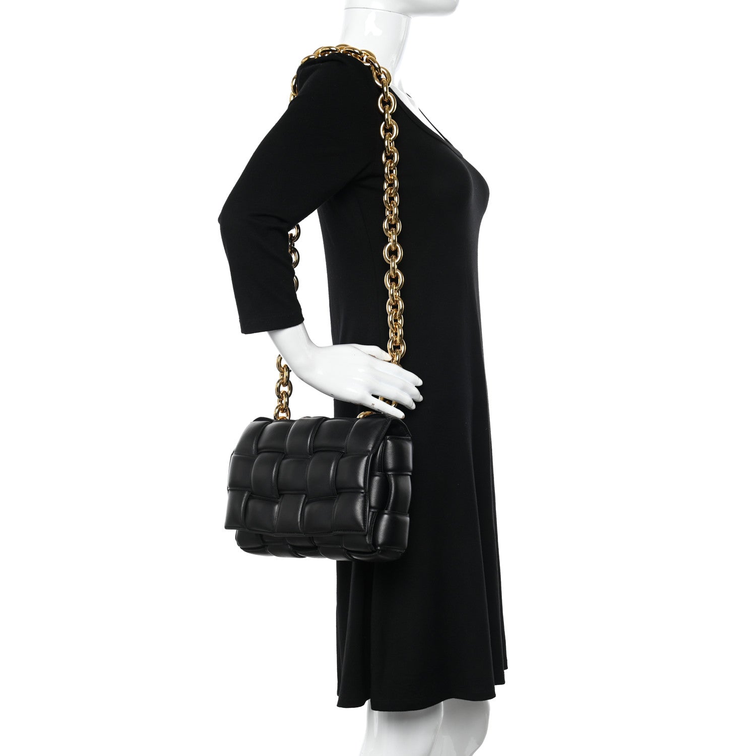 Bottega Veneta Lambskin Maxi Intreccio Padded Chain Cassette Crossbody Bag Black 2 of 9
