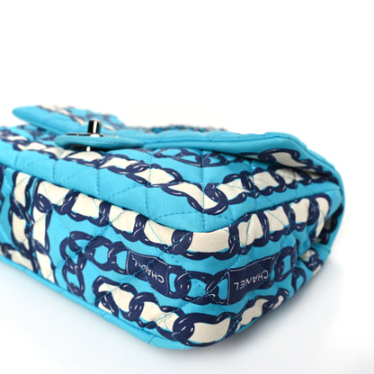 Chanel Silk Chain Printed Medium Single Flap Blue 9 of 9