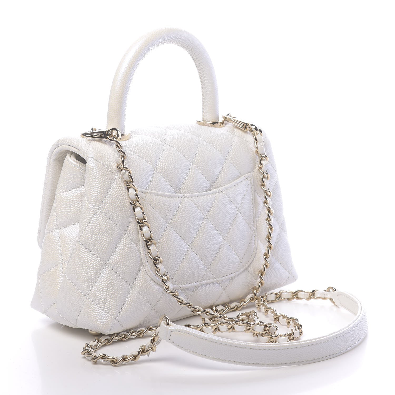 Chanel Iridescent Caviar Quilted Extra Mini Coco Handle Flap Ivory 3 of 11