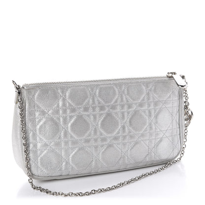 Christian Dior Metallic Lambskin Cannage Chain Pouch Silver 3 of 9