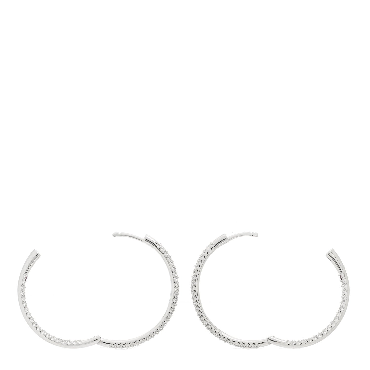 Roberto Coin 18K White Gold Diamond 30mm Micropave Hoop Earrings 4 of 5
