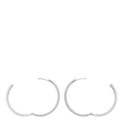 Roberto Coin 18K White Gold Diamond 30mm Micropave Hoop Earrings 4 of 5