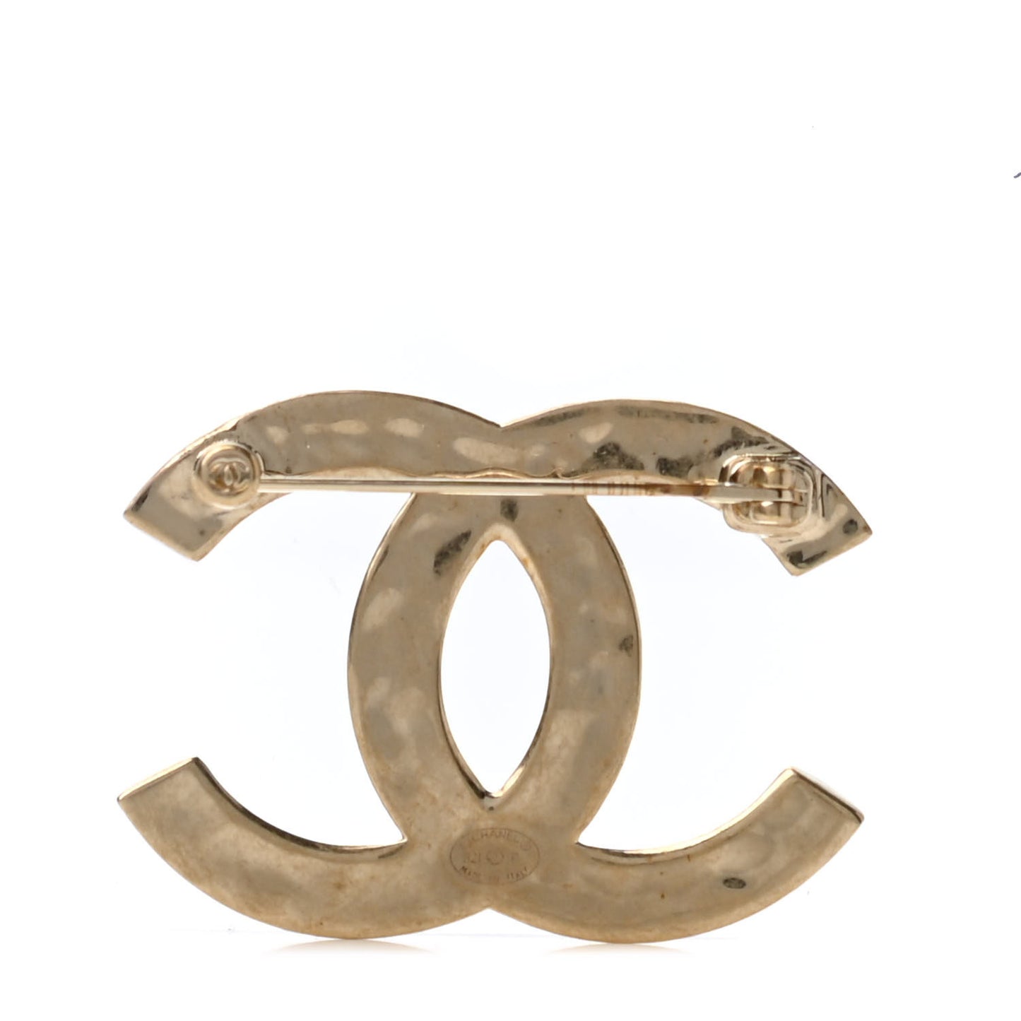 Metal CC Diamond Quilted Brooch Light Gold