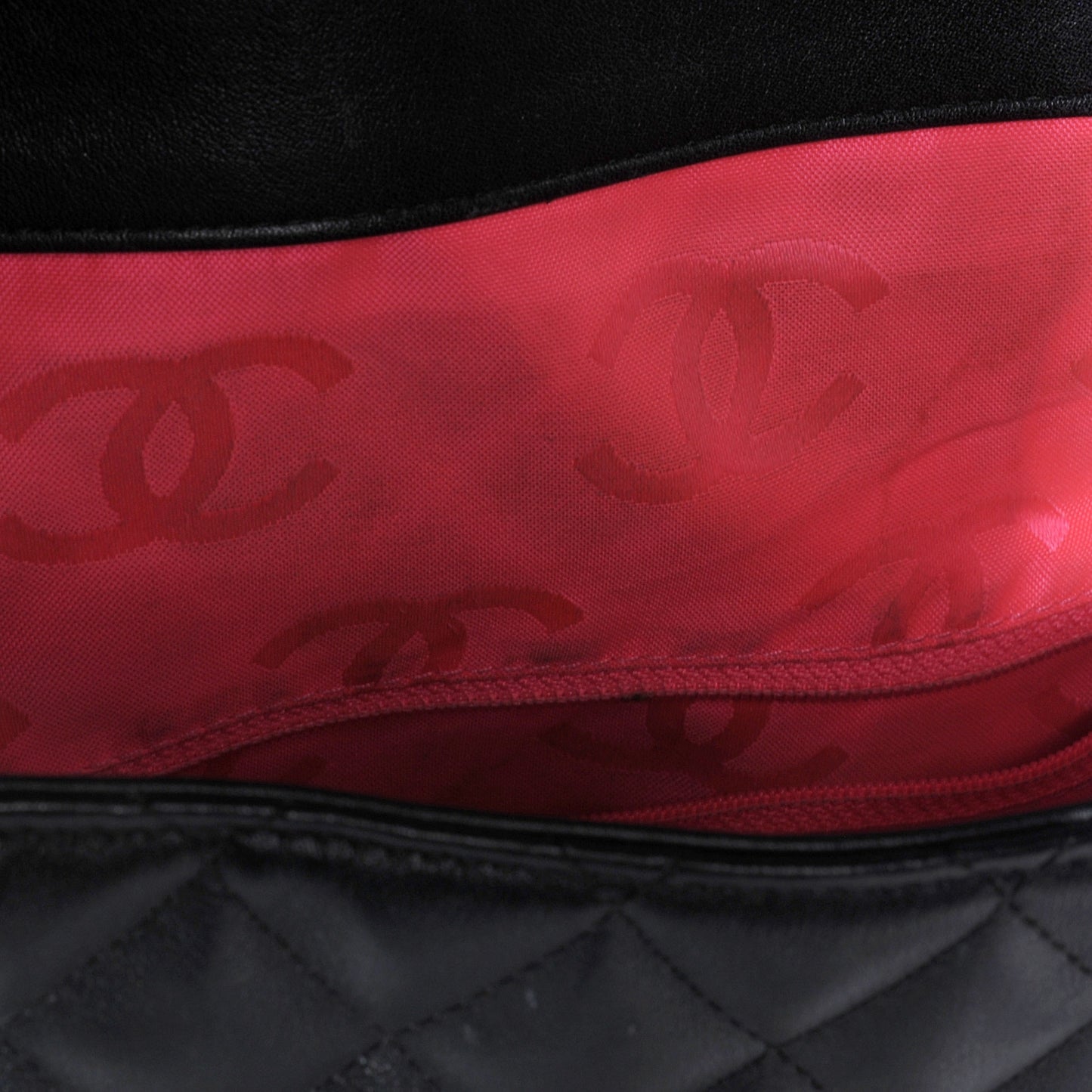 Calfskin Quilted Large Cambon Flap Black White