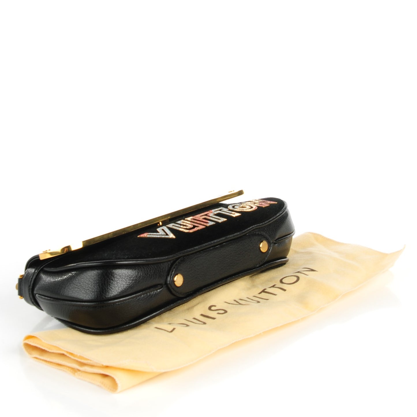 Chevre Suede Crystal Avant Garde Pochette Black