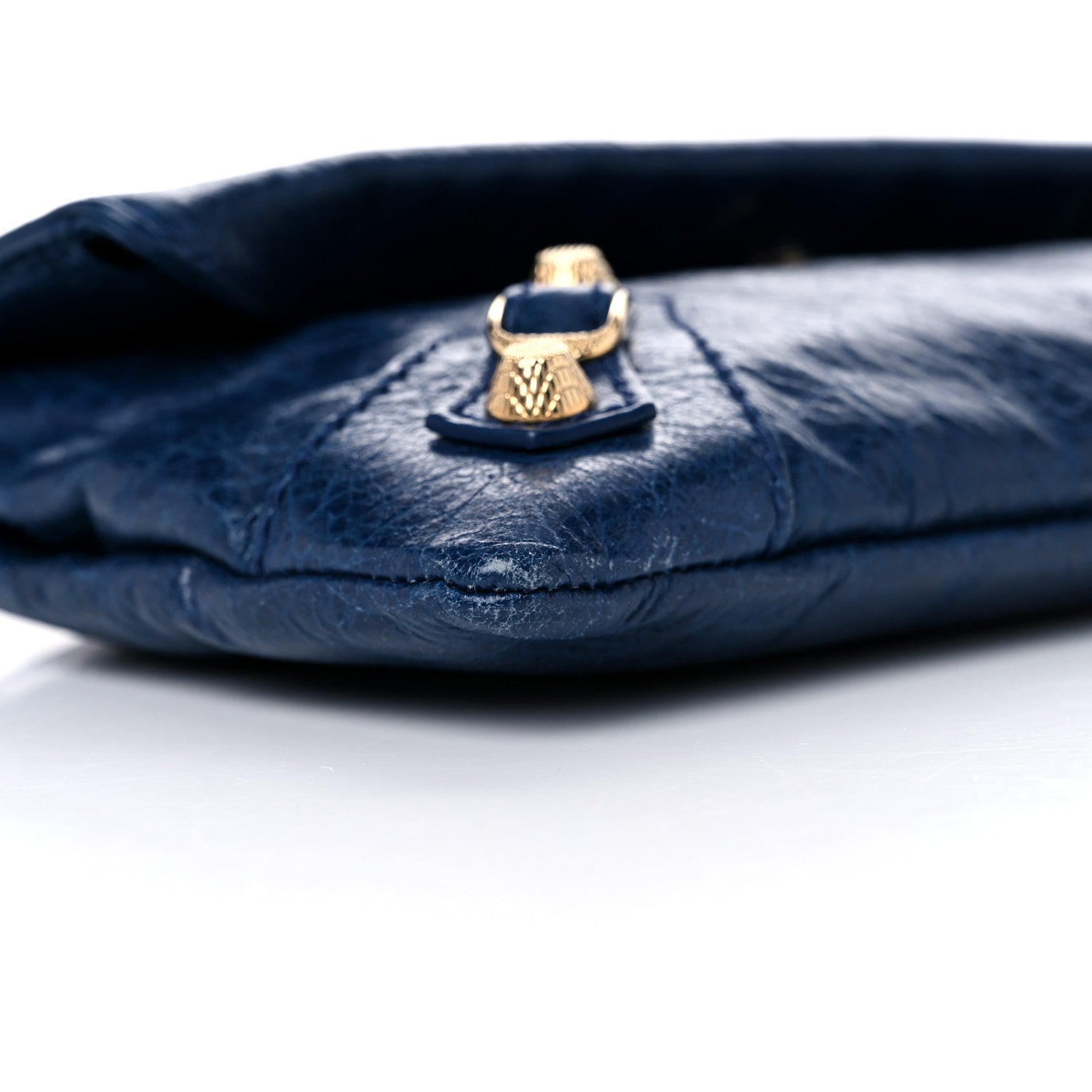 Balenciaga Agneau Giant 12 Gold Hardware Envelope Clutch Bleu Mineral 8 of 16