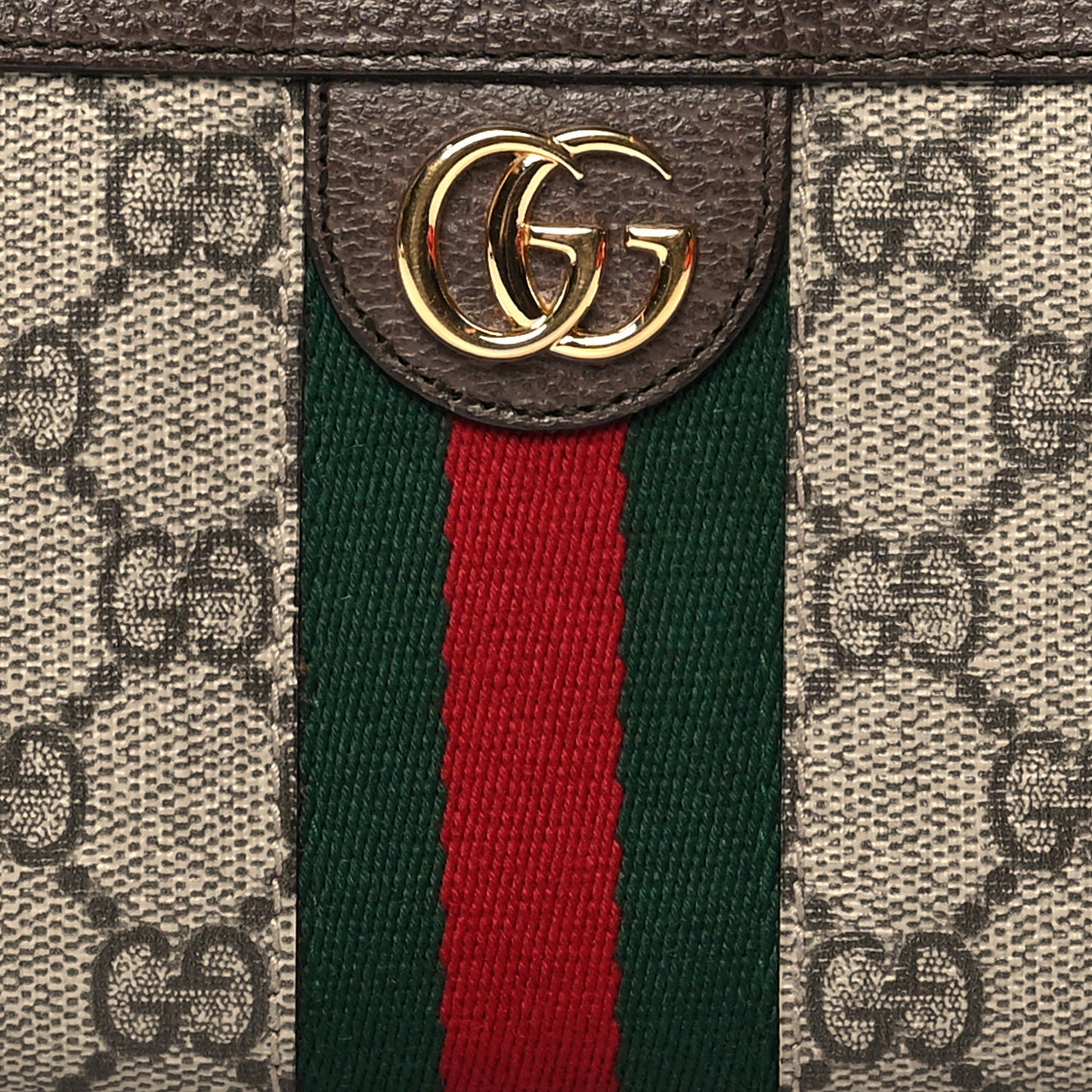 GG Supreme Monogram Web Ophidia Zip Around Wallet Brown