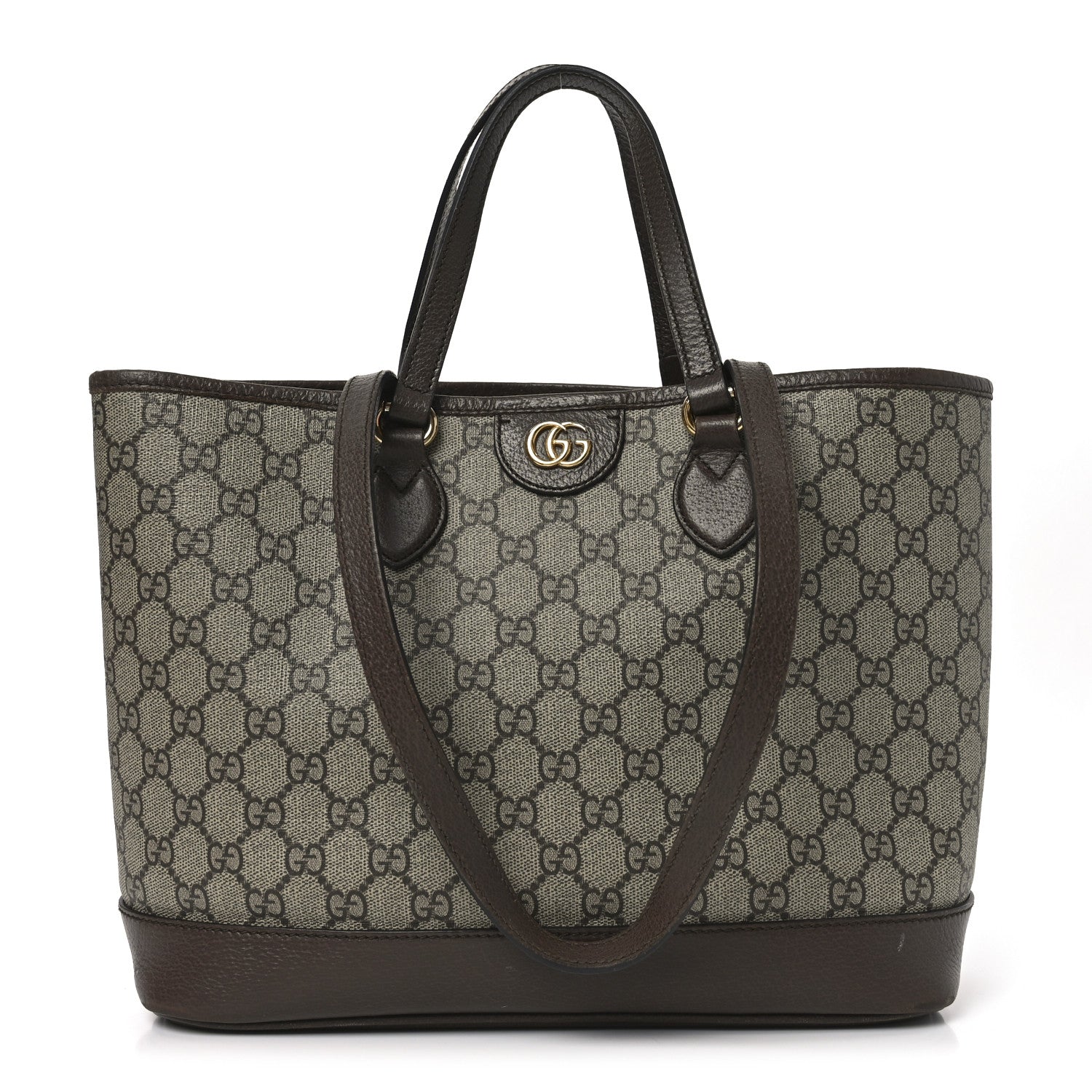 Gucci GG Supreme Monogram Textured Calfskin Small Ophidia Shoulder Tote Bag Beige Ebony New Acero 1 of 10