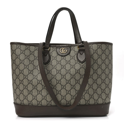 Gucci GG Supreme Monogram Textured Calfskin Small Ophidia Shoulder Tote Bag Beige Ebony New Acero 1 of 10