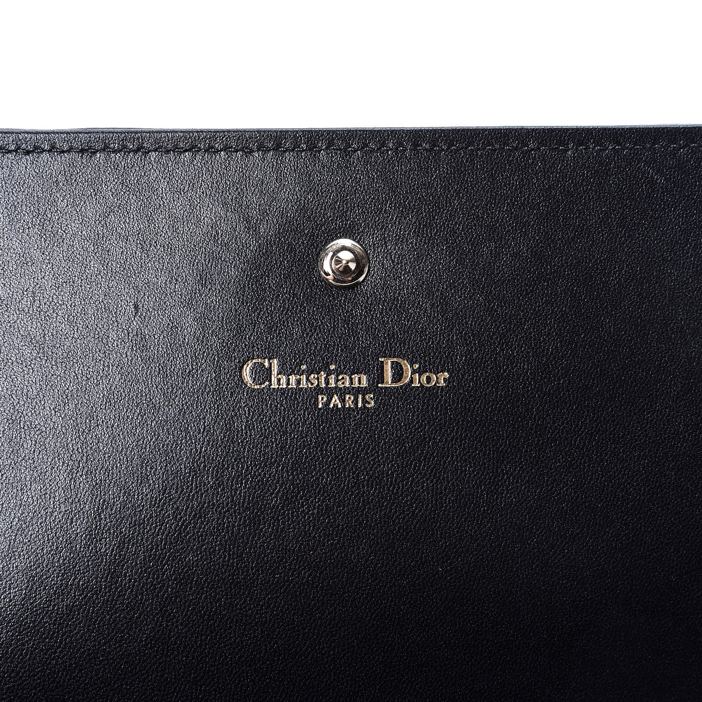 Grained Calfskin Diorama Croisiere Chain Wallet Black