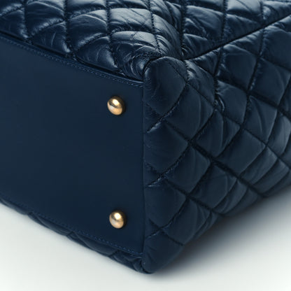 Chanel Aged Calfskin Quilted Large Coco Handle Shopping Tote Navy 11 of 11