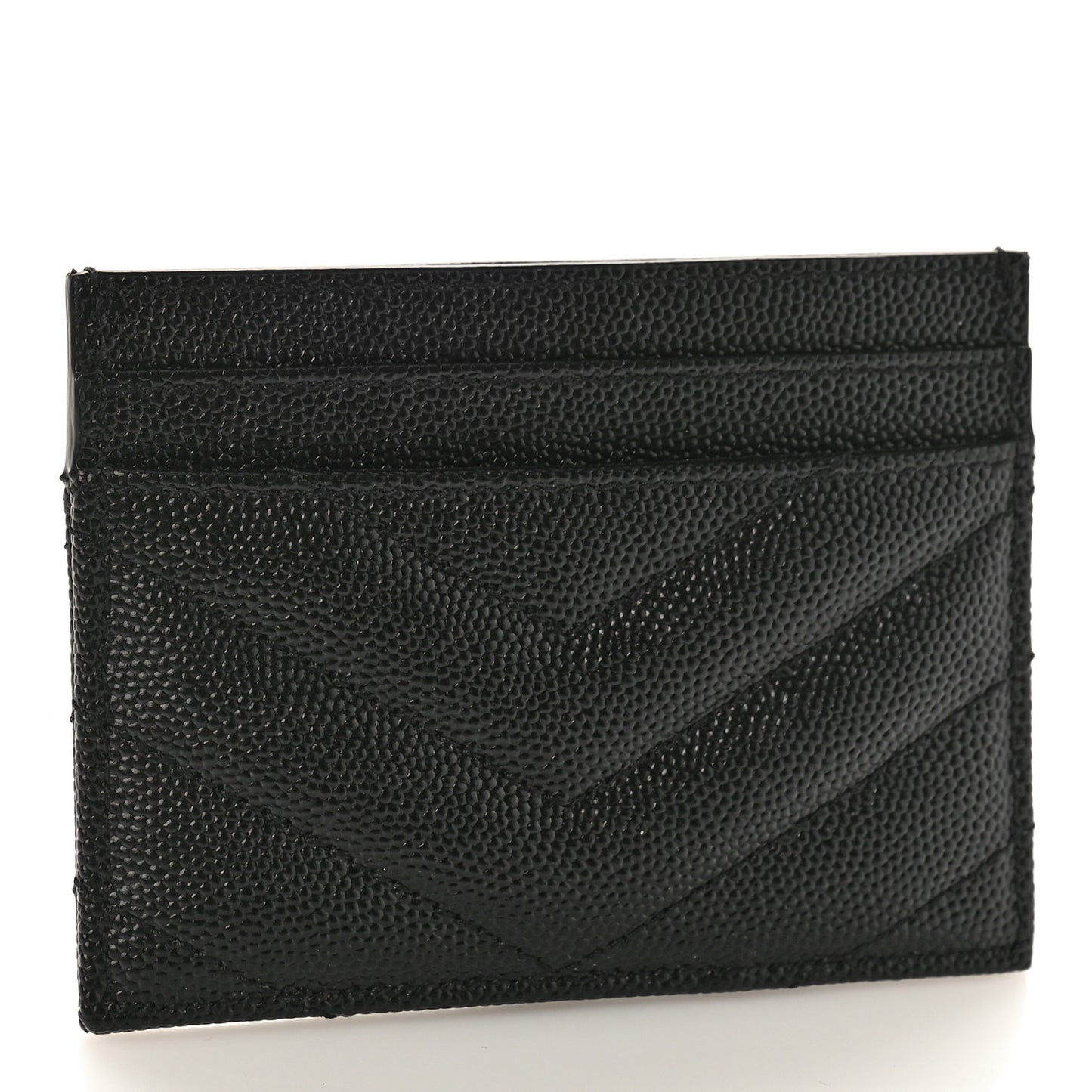 Grain De Poudre Matelasse Chevron Monogram Credit Card Case Black