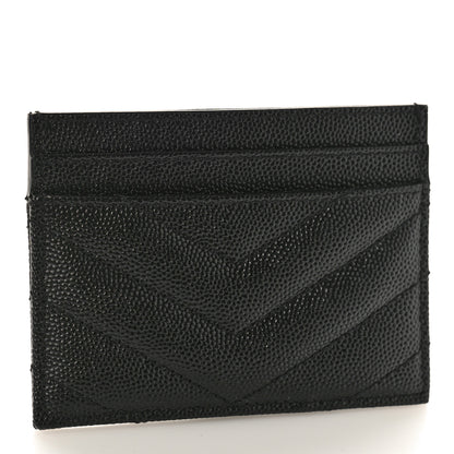 Saint Laurent Grain De Poudre Matelasse Chevron Monogram Credit Card Case Black 3 of 9