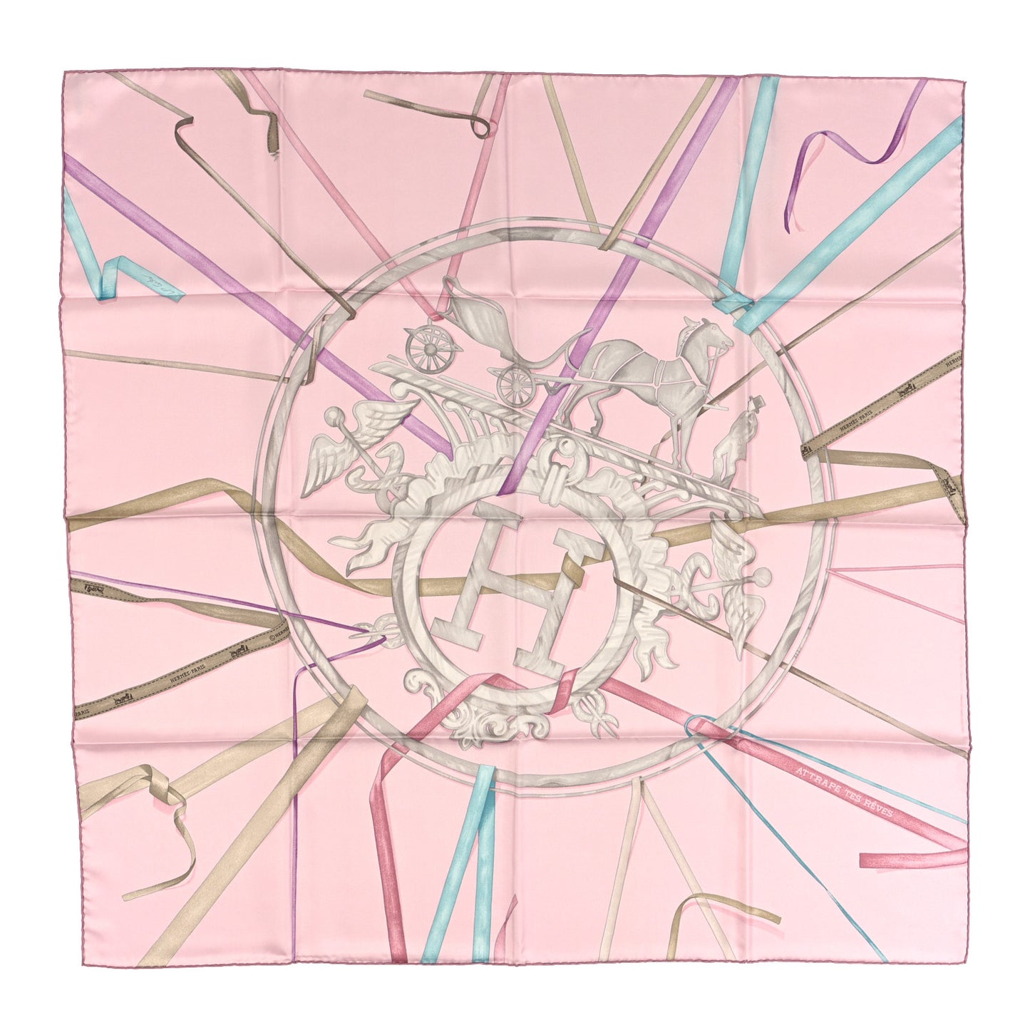 Silk Attrape Tes Reves Scarf 90 Rose Pale Vieux Rose Gris
