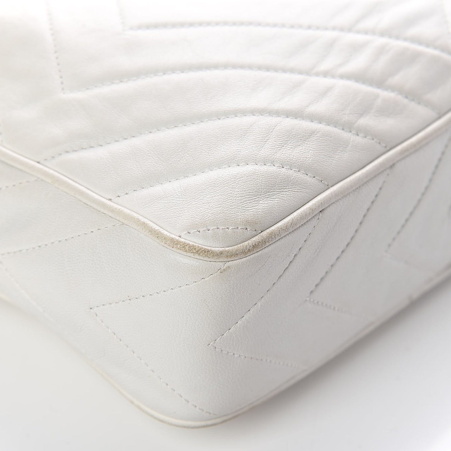 Lambskin Chevron Tassel Camera Case White