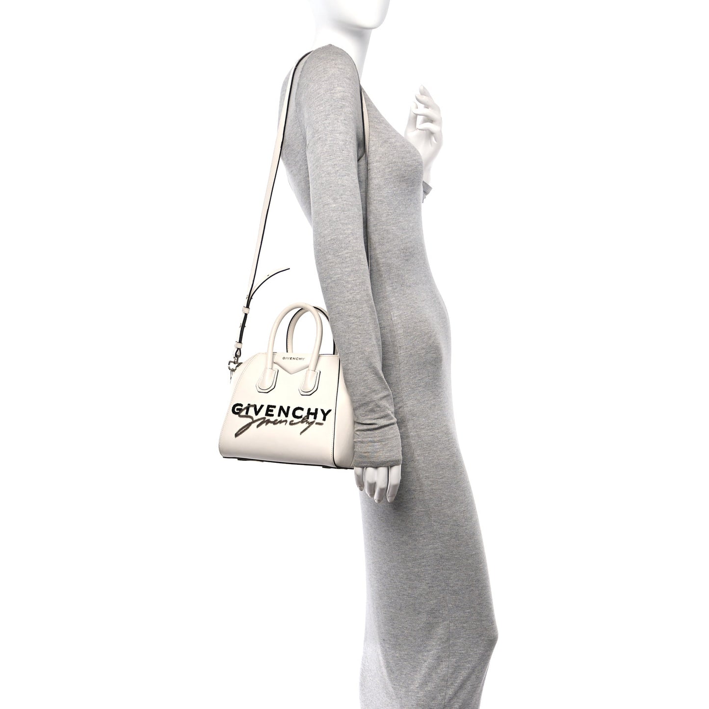 Calfskin Signature Logo Mini Antigona White