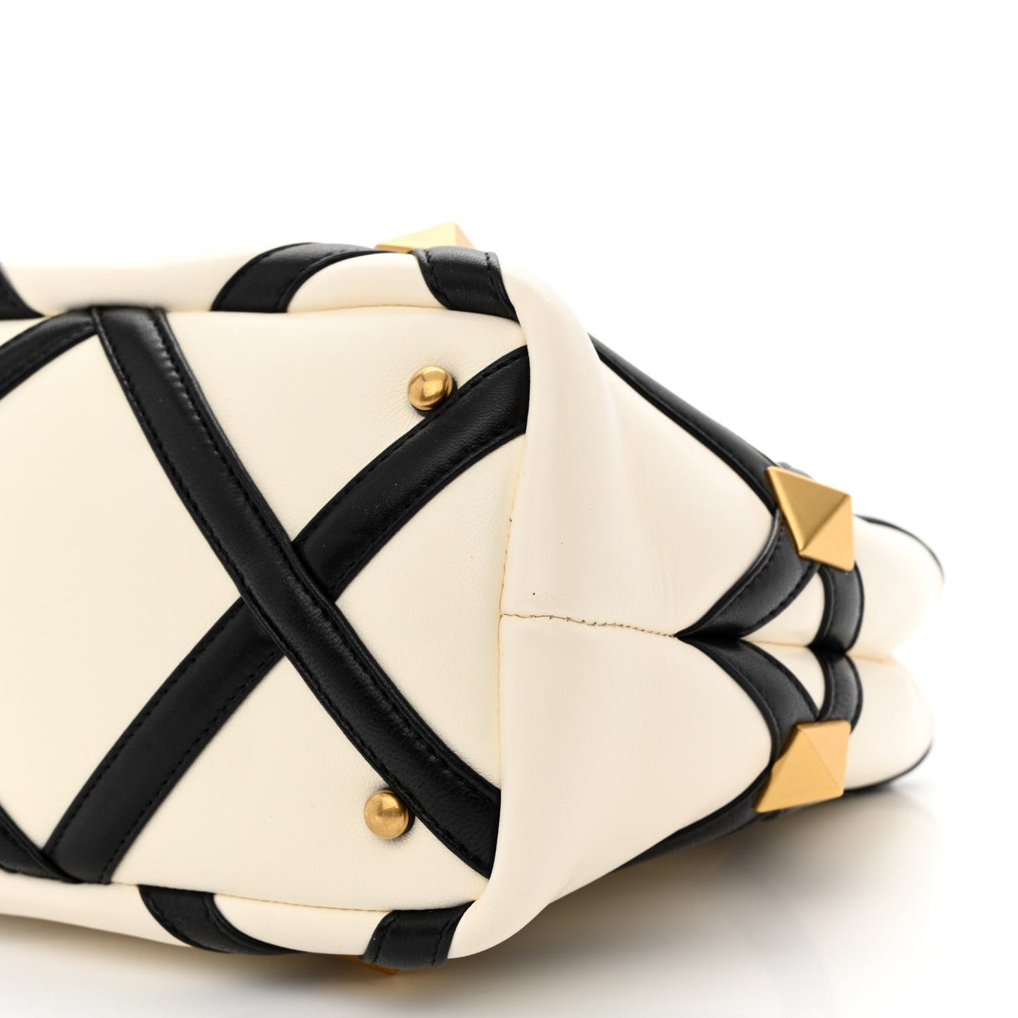 Nappa Small Roman Stud The Handle Bag Ivory Black