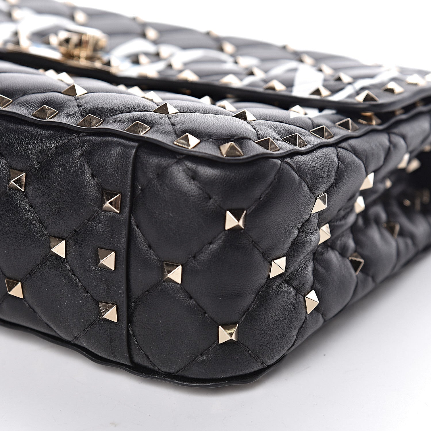Valentino Garavani Lambskin VLTN Print Medium Rockstud Spike Shoulder Bag Black 10 of 16
