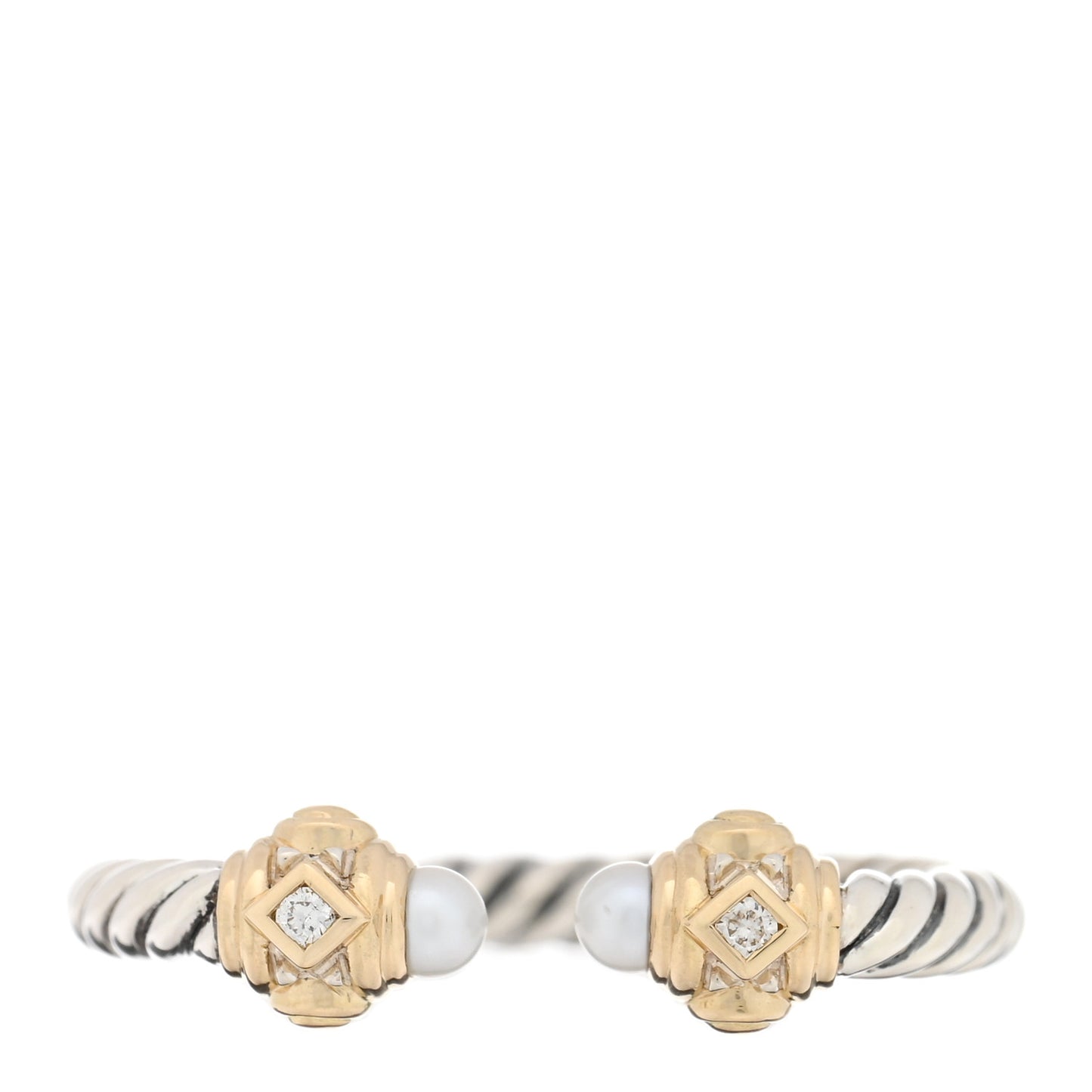 Sterling Silver 14K Yellow Gold Diamond Freshwater Cultured Pearl Renaissance Ring 49 5
