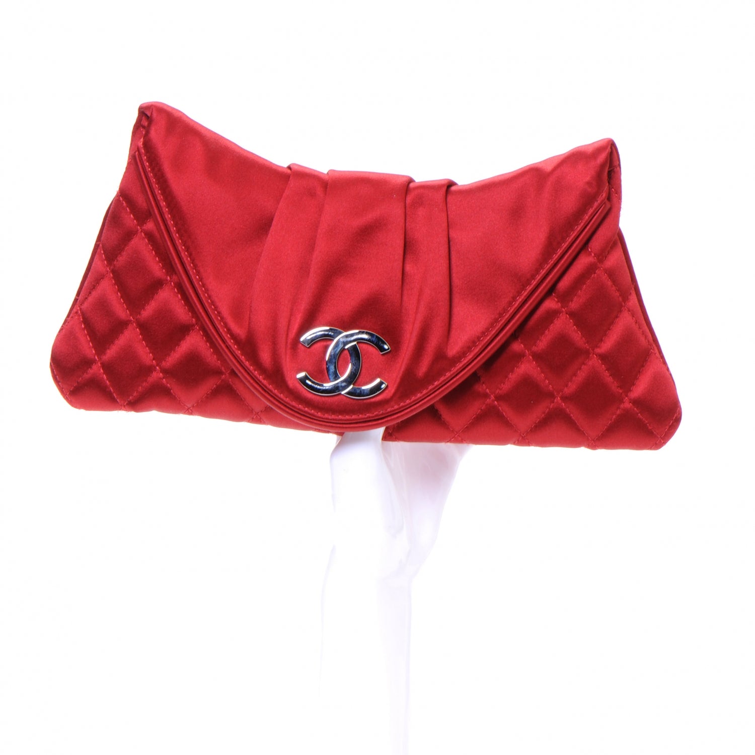 Chanel Satin Flap Clutch Red 2 of 7