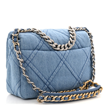 Chanel Denim Quilted Medium Chanel 19 Flap Blue 3 of 10