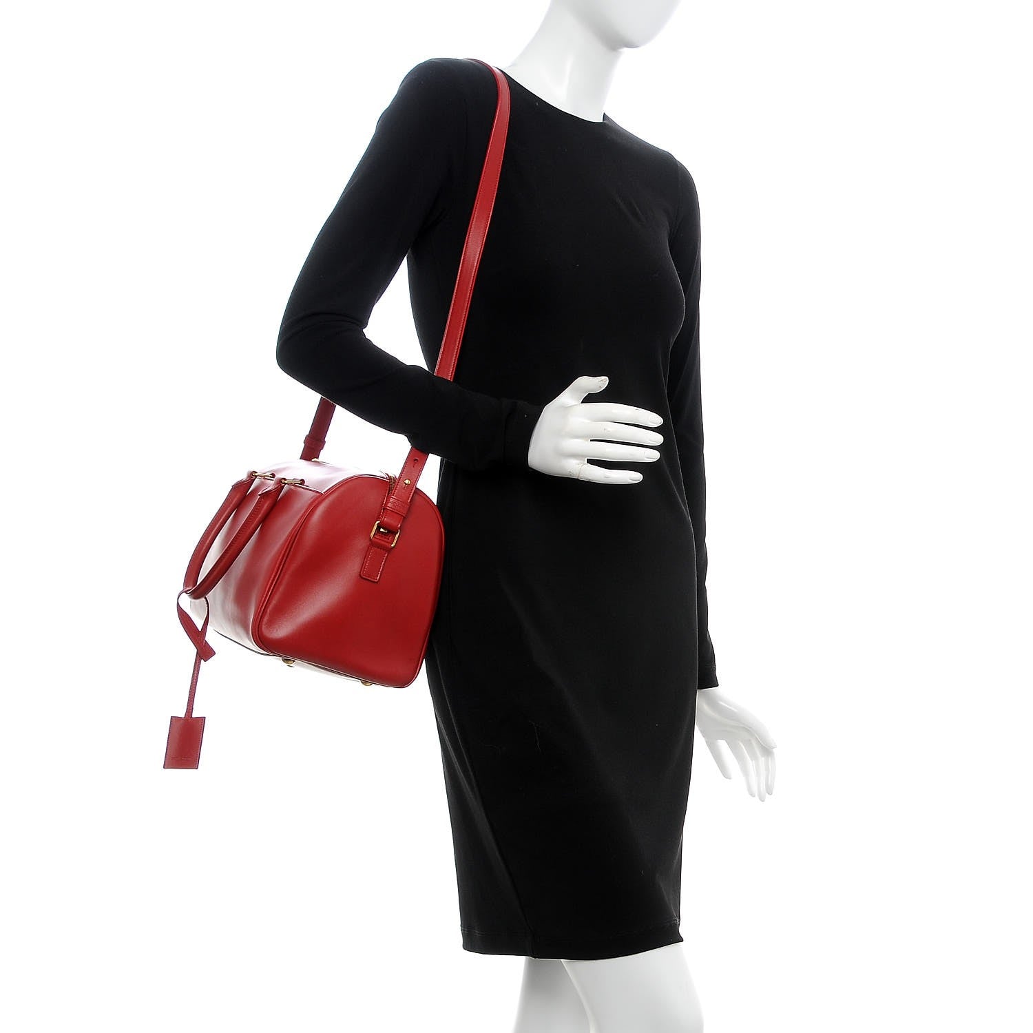 Saint Laurent Calfskin Classic Duffle 6 Red 2 of 11