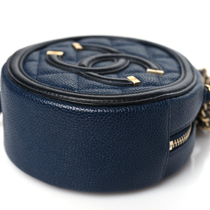 Chanel Caviar Quilted Round Filigree Crossbody Navy Black 10 of 10