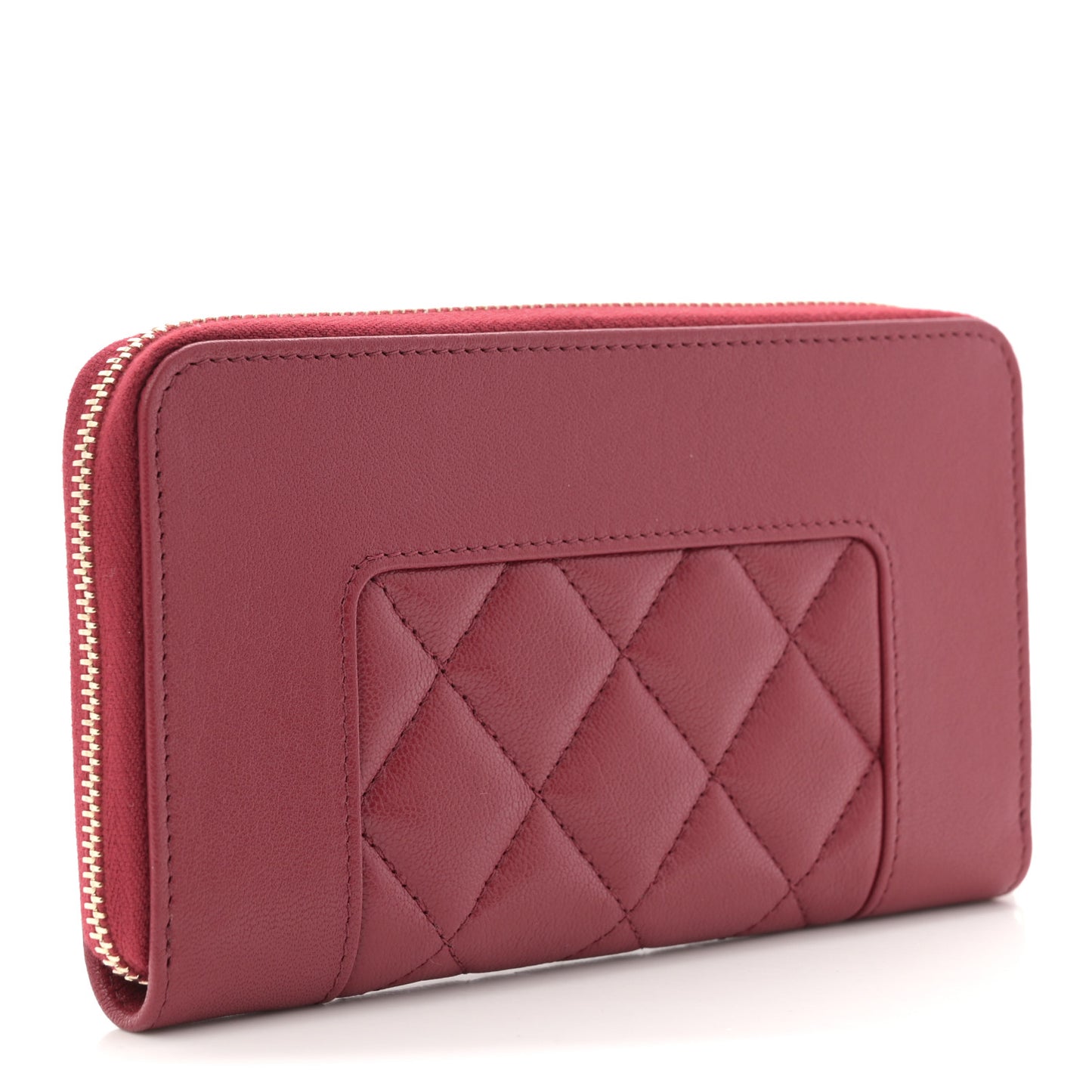 Sheepskin Quilted Medium Mademoiselle Vintage Zip Around Wallet Red
